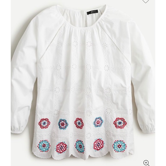 J. Crew Tops - J.Crew Re-Imagined White Eyelet Embroidered Scalloped Hem‎ Blouse Small